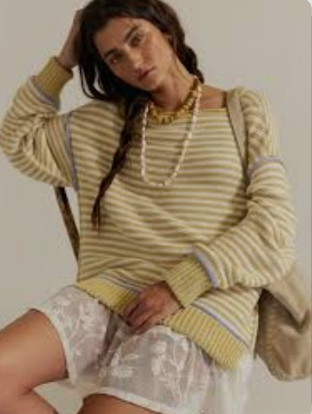 NWT Free People We The Free Asher Pullover Sweater Sand Combo
